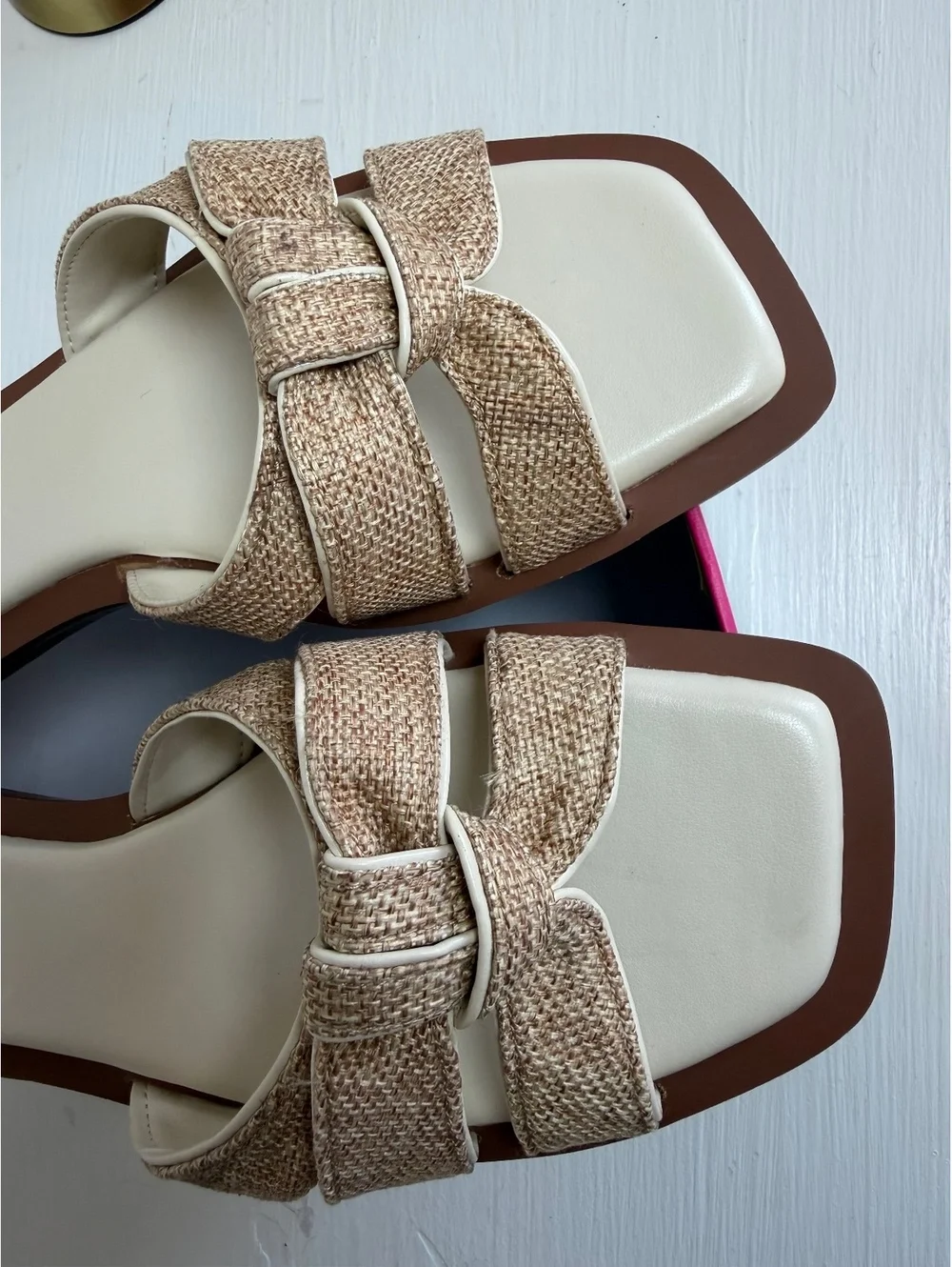 Vince Camuto NIB Women's Natural Multi Textured Slide Sandals Size 8.5M